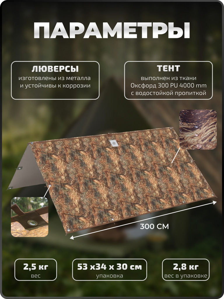 Тент туристический Берег 3х3 м
