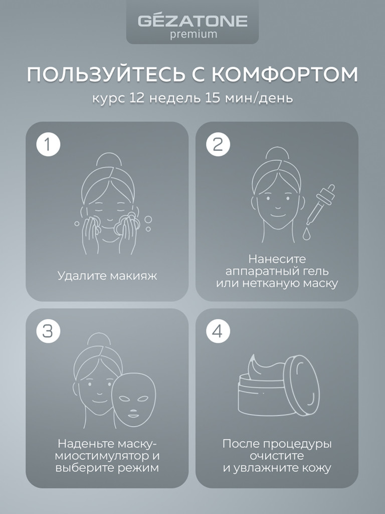 Массажер-маска миостимулятор для лица Biolift iFace, Gezatone