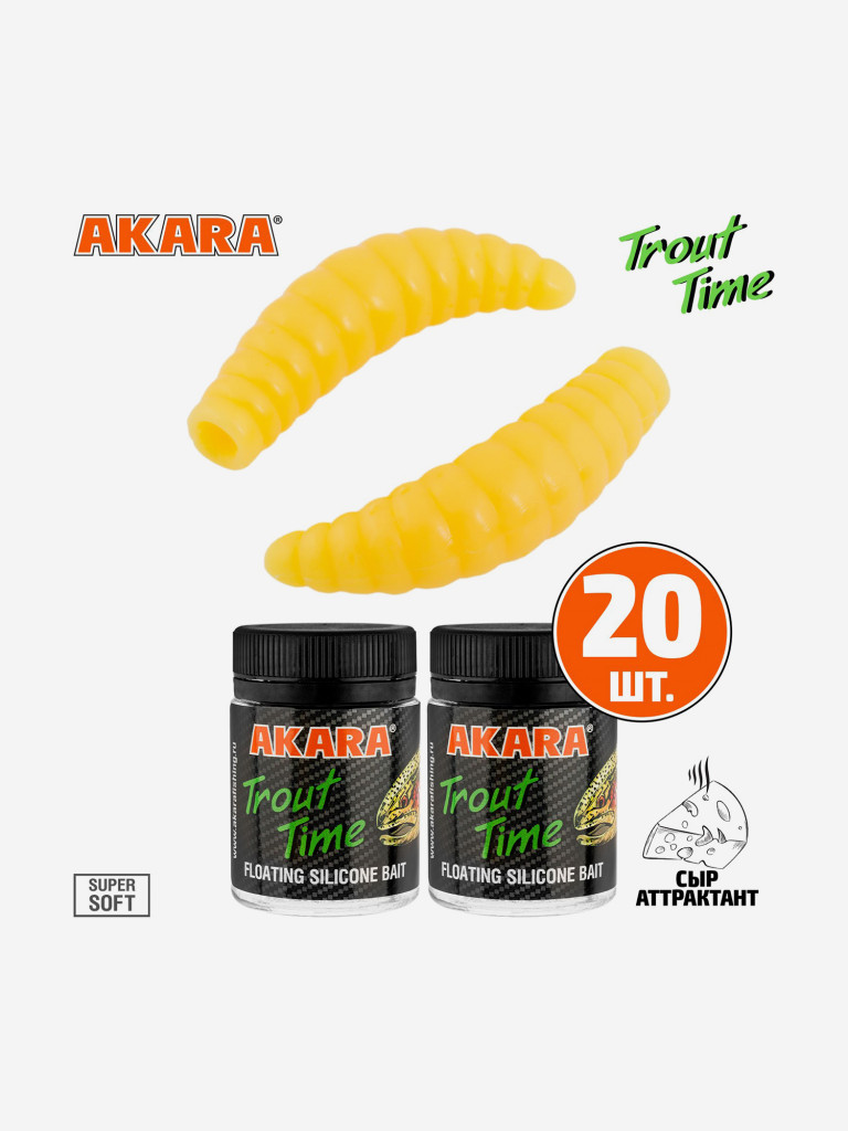 Силиконовая приманка Akara Trout Time MAGGOT 1,6 446, Cheese (20 шт.)