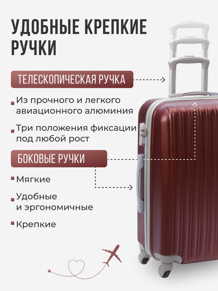 Чемодан Tevin s ручная кладь пластиковый неубиваемый