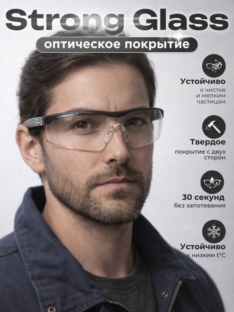 Очки защитные фотохромные РОСОМЗ О51 Стальной БАРС СтронГлас стрелковые