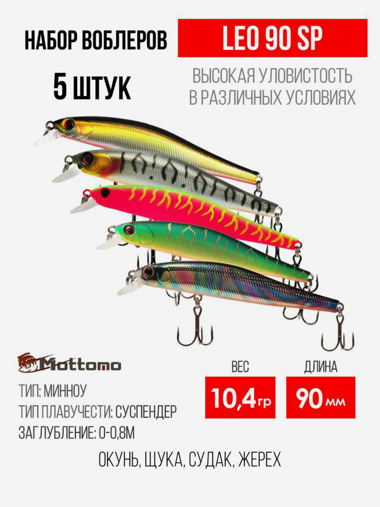 Набор воблеров для рыбалки Leo 90SP 10,4g приманка на щуку