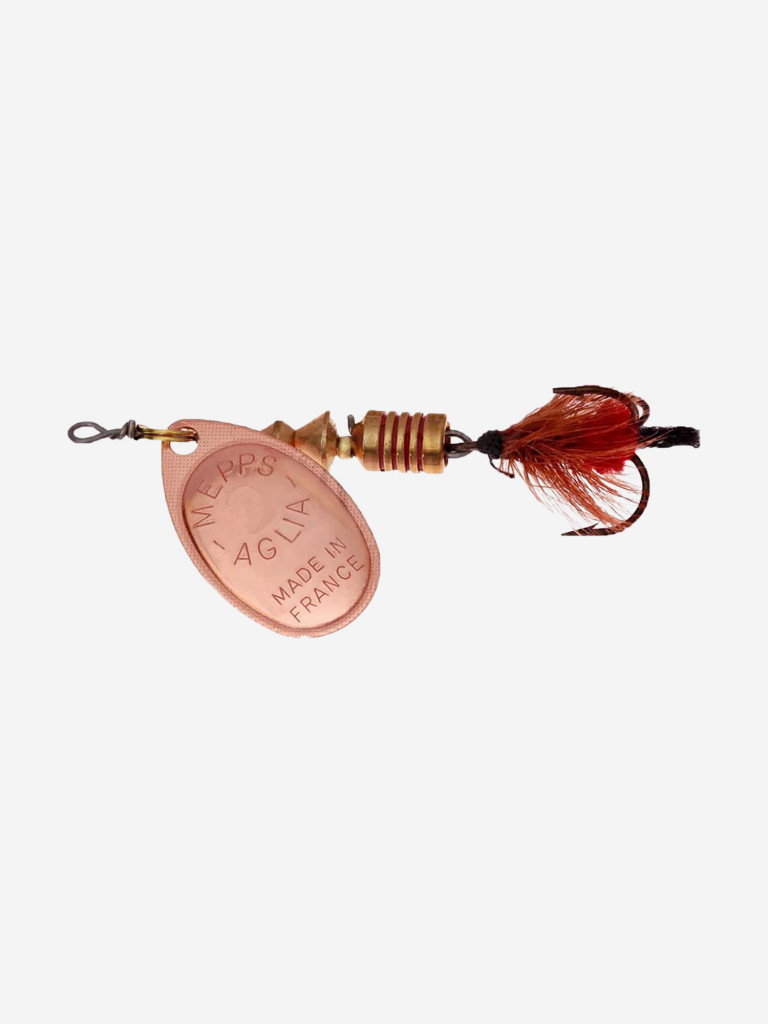 Блесна для рыбалки вертушка Mepps AGLIA MOUCHE, 2, Copper/Red fly, комплект из 5 штук