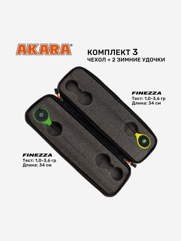 Набор зимний кейс Akara Finezza две удочки в комплекте (RBS-Y RBS-G)