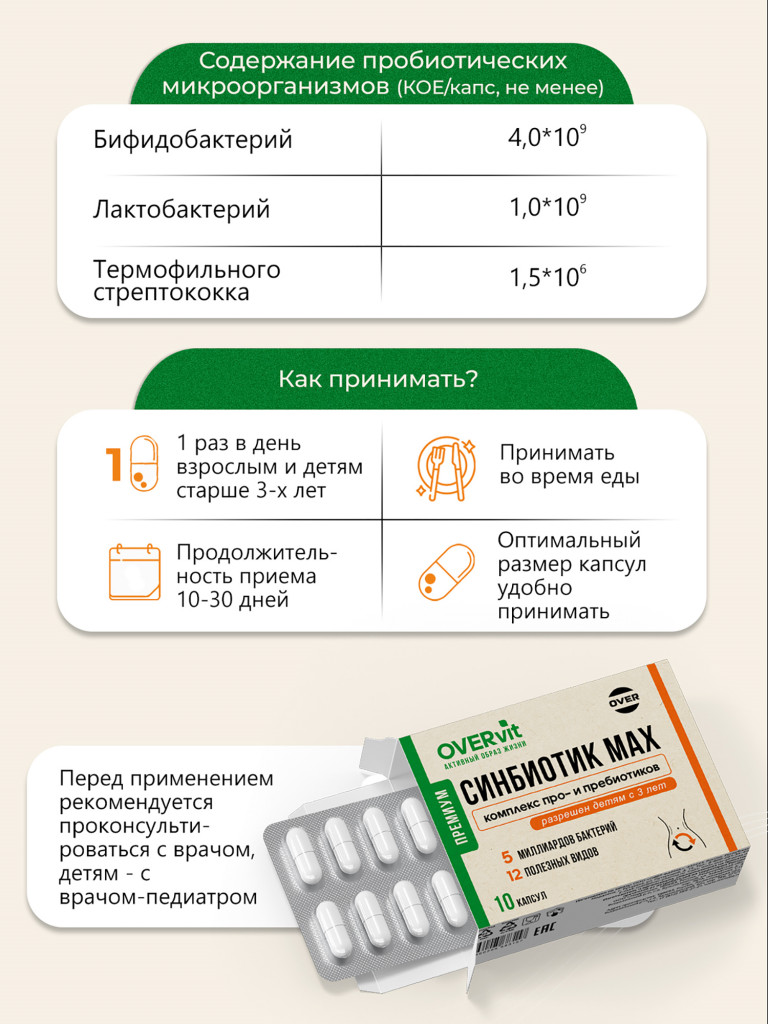 "СИНБИОТИК MAX",OVER, 10 капсул