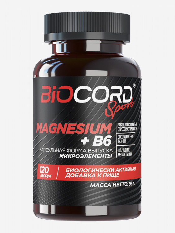 Витаминный комплекс Магний + В6, Biocord Sport, 120 капсул массой 800 мг