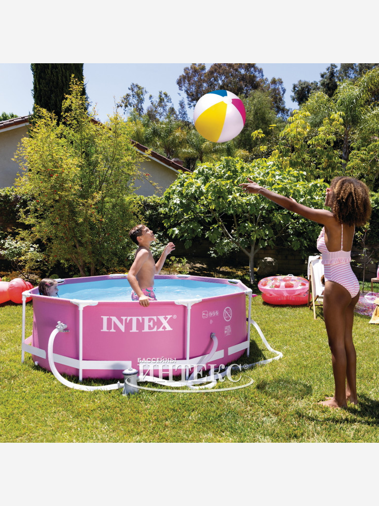 Каркасный бассейн Intex 28290 Pink Metal Frame (244х76см)