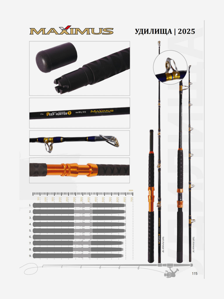 Удилище морское Maximus Deep Hunter 165H 1,65m max 50 lb 800g