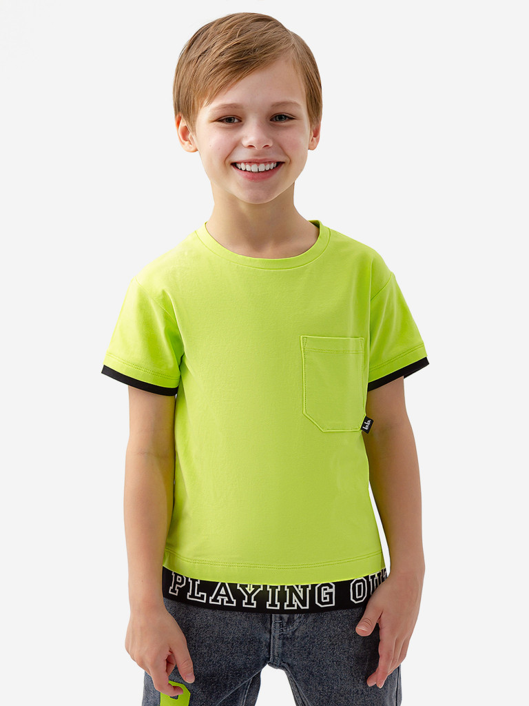 Футболка с эффектным дизайном салатовая Button Blue