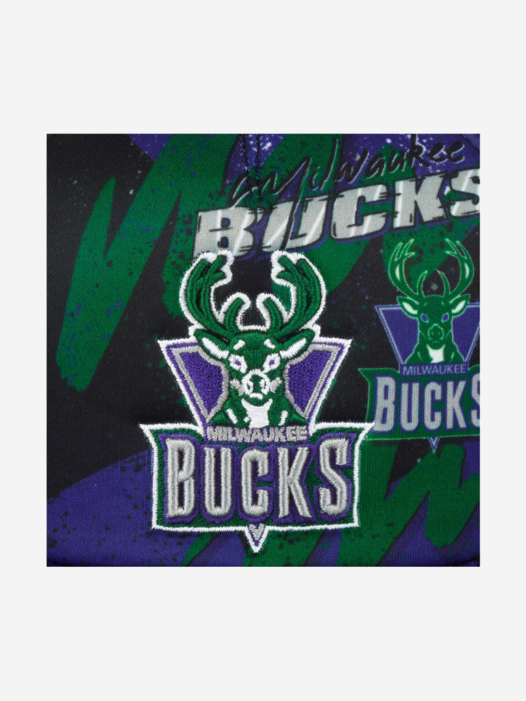 Бейсболка с сеточкой MITCHELL NESS HHSS2993-MBUYYPPPBLCK Milwaukee Bucks NBA (черный)
