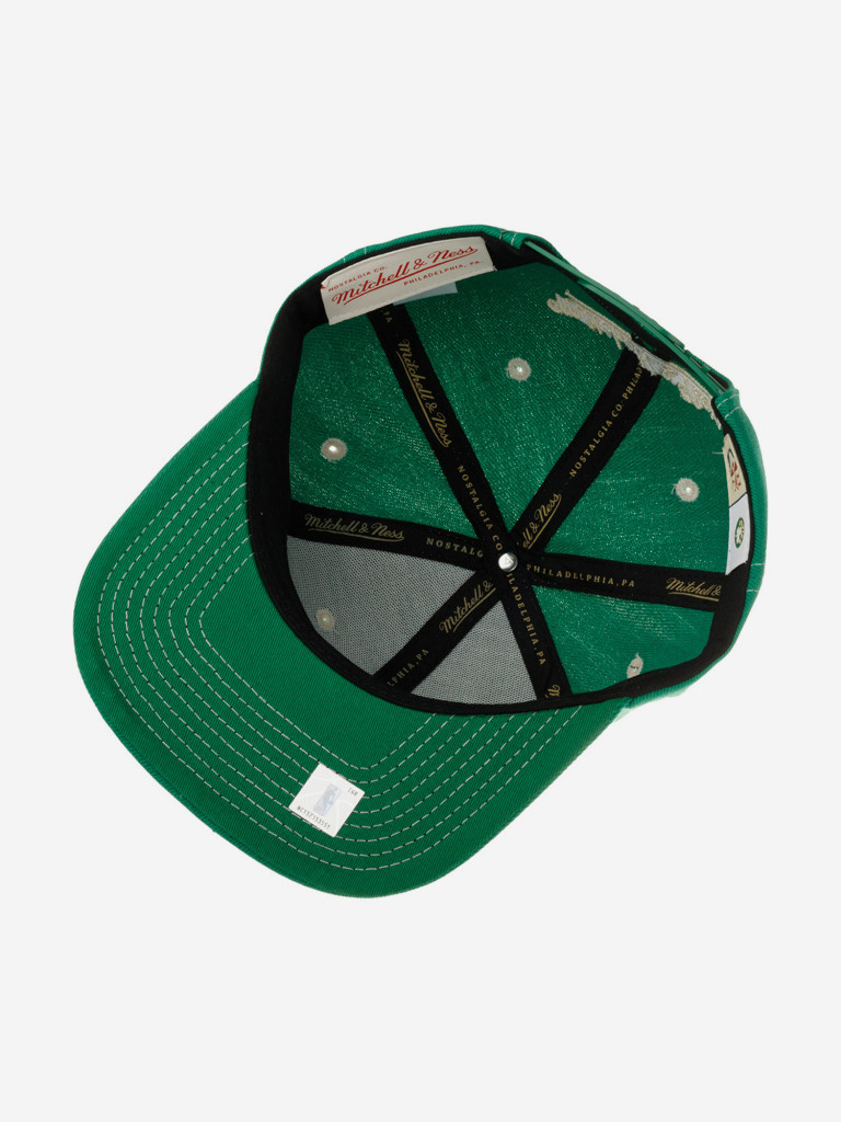 Бейсболка с прямым козырьком MITCHELL NESS HHSS6725-BCEYYPPPGREN Boston Celtics NBA (зеленый)