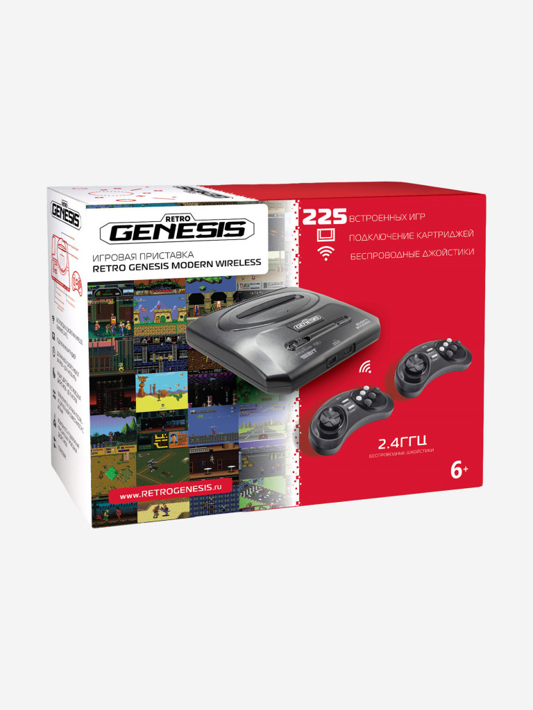 Игровая приставка SEGA RETRO GENESIS Modern Wireless + 225 игр + 2 беспроводных джойстика 2.4ГГц