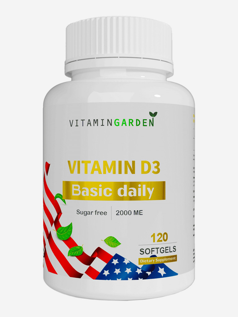 Витамин Д3 2000 МЕ VITAMIN GARDEN BASIC DAILY, 120 капсул