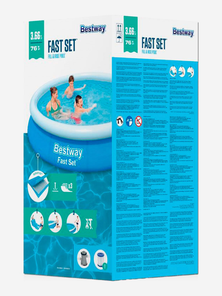 Бассейн Bestway 57274 надувной Fast Set 366х76см фильтр -насос 1249л/ч
