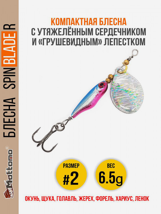 Блесна для рыбалки Spin Blade R #2 6.5g Silver Silver на окуня голавля