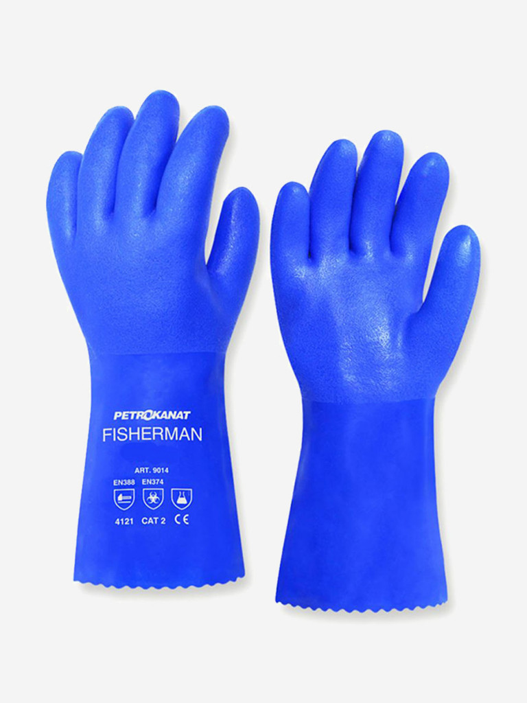 Перчатки рыболовные Петроканат FISHERMAN 30 см, синие, 1 пара (для промышленной морской ловли)