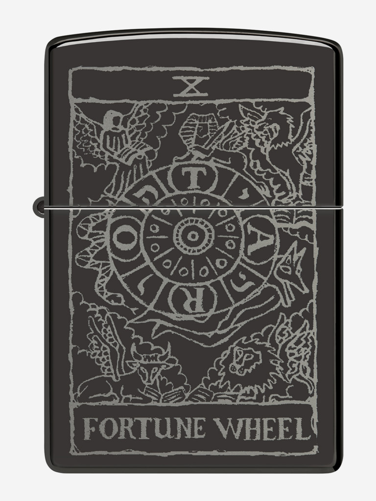 Зажигалка бензиновая ветроустойчивая Zippo Wheel Of Fortune High Polish Black