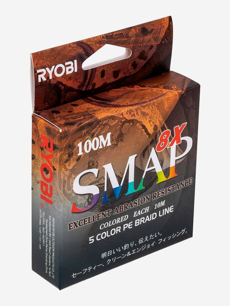 Шнур плетеный для рыбалки Ryobi SMAP PE8X, 100м, 0,285мм, 18кг, мультиколор