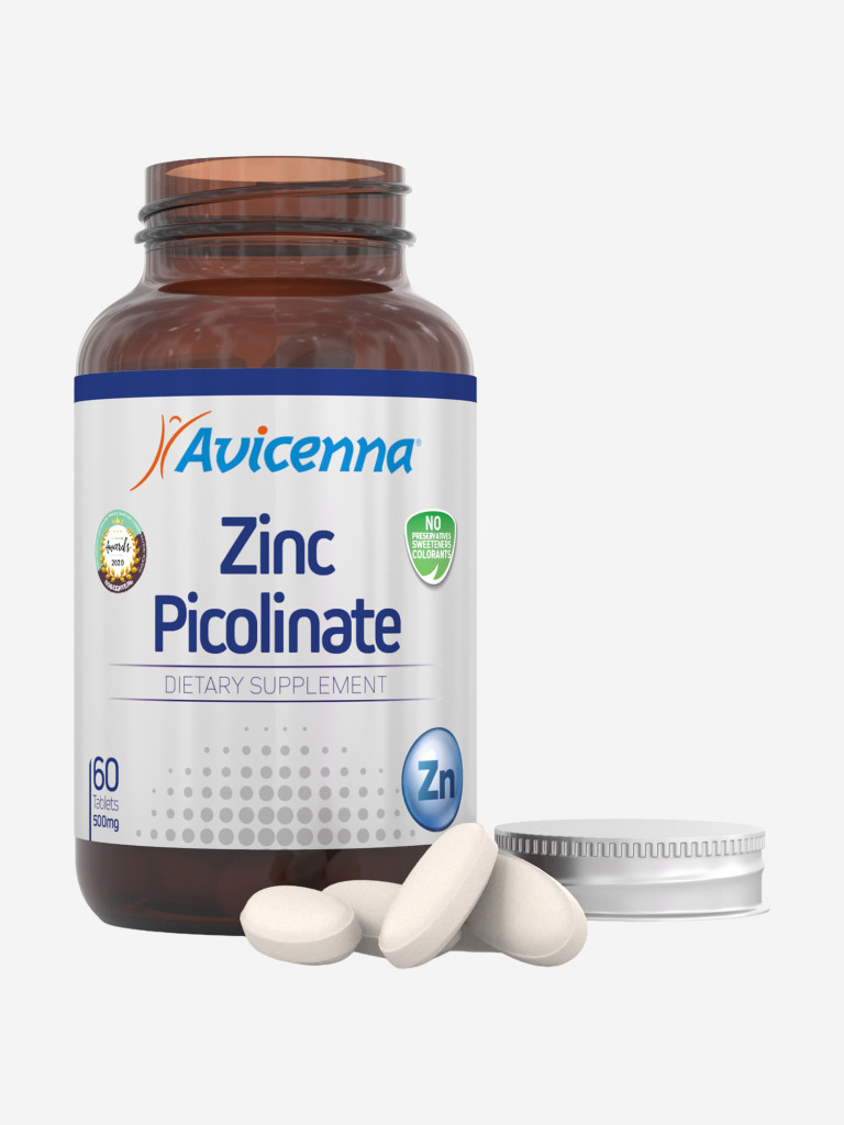 Цинк Пиколинат Avicenna® для укрепления иммунной системы, здоровья кожи и гормонального баланса, 25мг, 60шт
