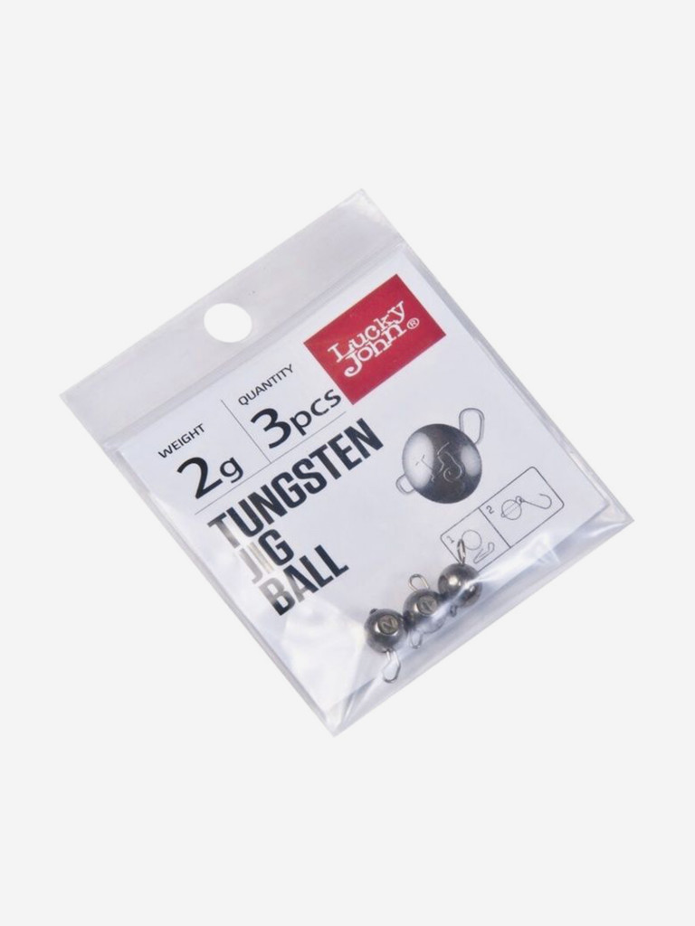Грузила разборные Вольфрамовые LUCKY JOHN головки TUNGSTEN JIG BALL, вес 2г, набор 3шт.