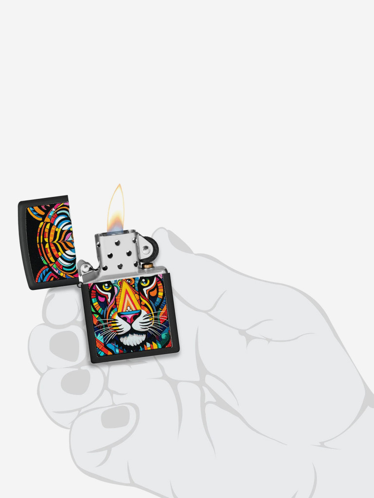 Зажигалка бензиновая ветроустойчивая Zippo Tiger Stripes Design Black Matte