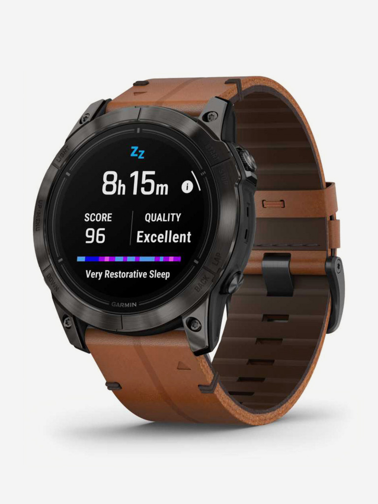Спортивные часы Garmin EPIX PRO (Gen 2) Sapphire Edition 51 мм, титановый угольно-серый, DLC, коричневый кожаный ремешок