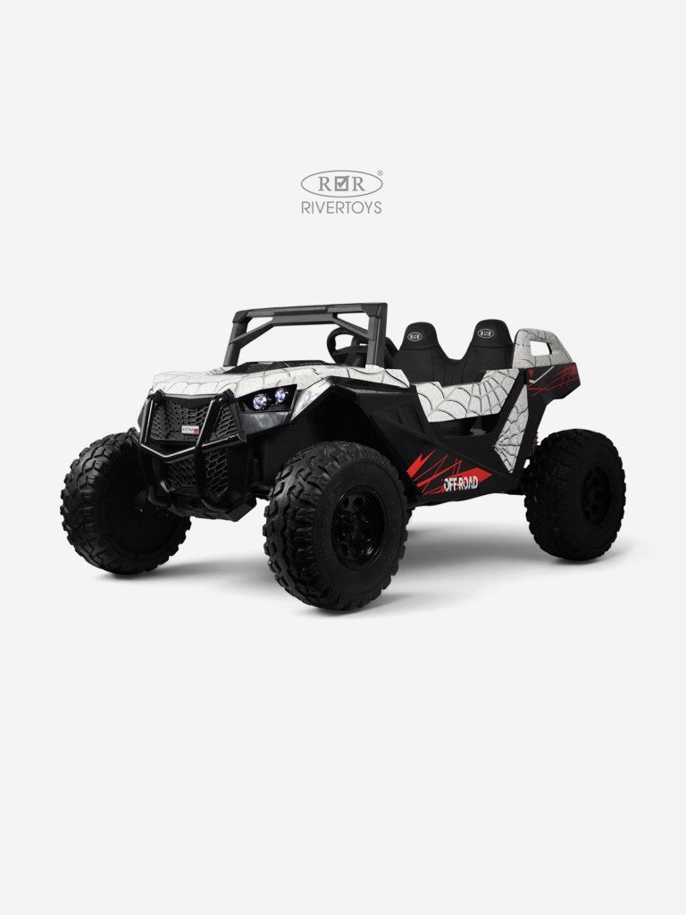 Детский электромобиль RIVERTOYS A707AA LUX NEW 4WD белый спайдер