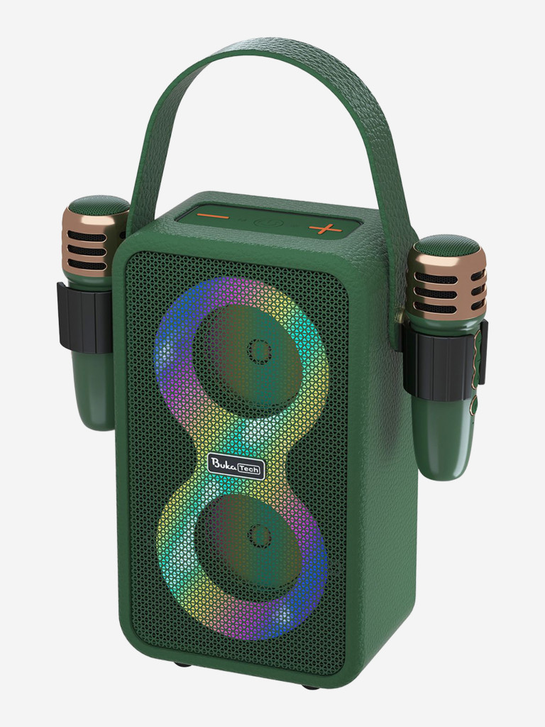 Беспроводная портативная колонка с двумя микрофонами BukaTech Nika Green, 20 Вт