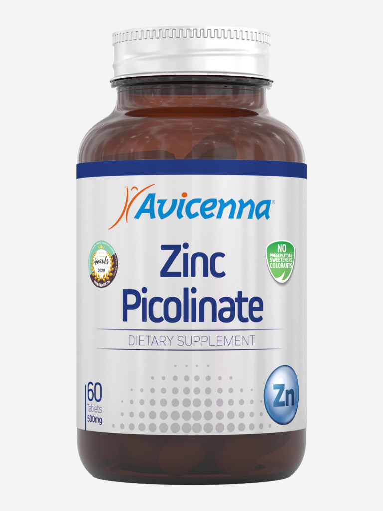 Цинк Пиколинат Avicenna® для укрепления иммунной системы, здоровья кожи и гормонального баланса, 25мг, 60шт
