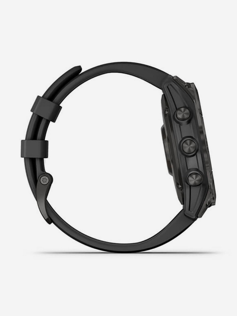 Спортивные титановые наручные часы Garmin Fenix 7 Sapphire Solar Carbon Gray DLC Titanium с силиконовым ремешком