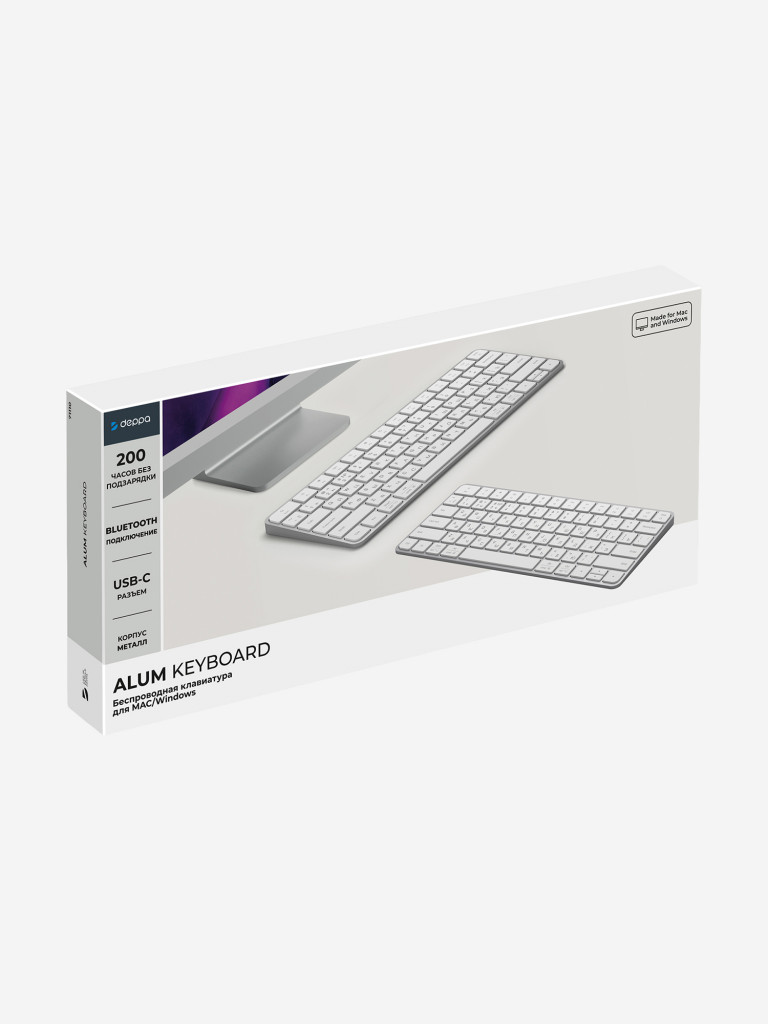 Беспроводная клавиатура Alum Keyboard 500 мАч, 2.4G / Bluetooth, ножничная, алюминиевый корпус