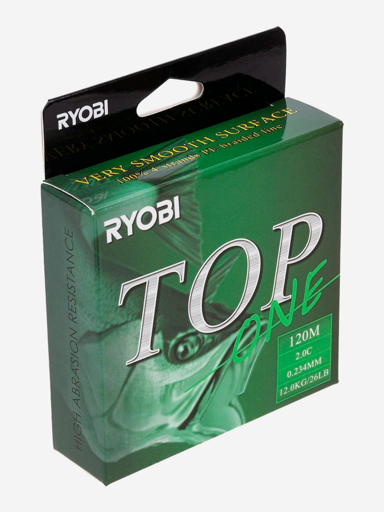 Шнур плетеный для рыбалки Ryobi TOP PE4X, 120м, 0,234мм, 12кг, темно-зеленый