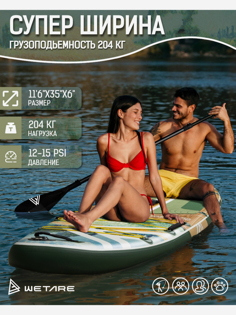Надувная SUP-доска WETARE Coral Queen GREEN, 11'6" 350*88*15 см