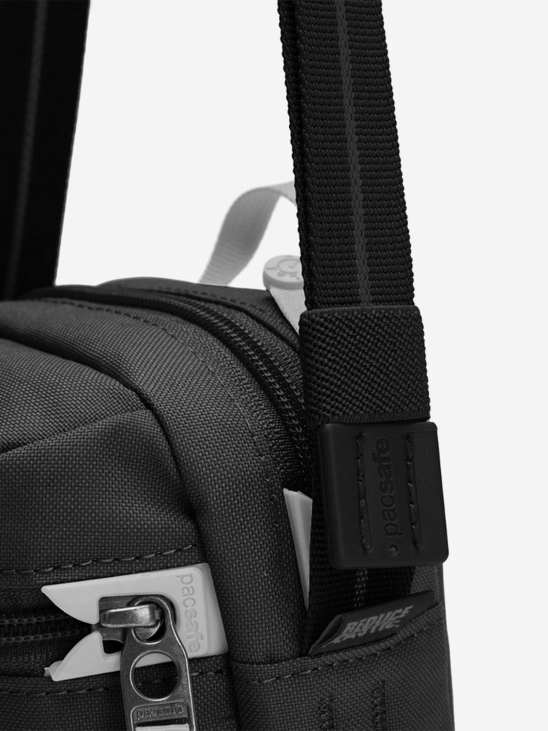 Сумка антивор Pacsafe GO Micro Crossbody, черная смола, 1,5 л.