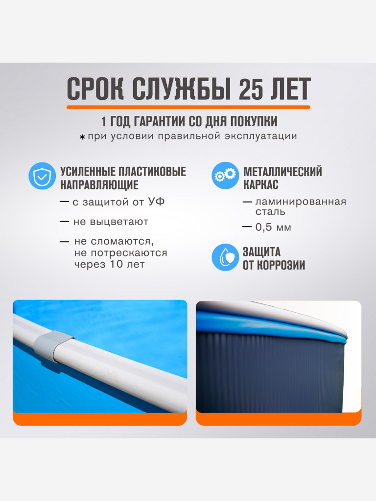 Бассейн круглый LARIMAR 350х125 см (серый RAL 7024, чаша 0,4 мм)