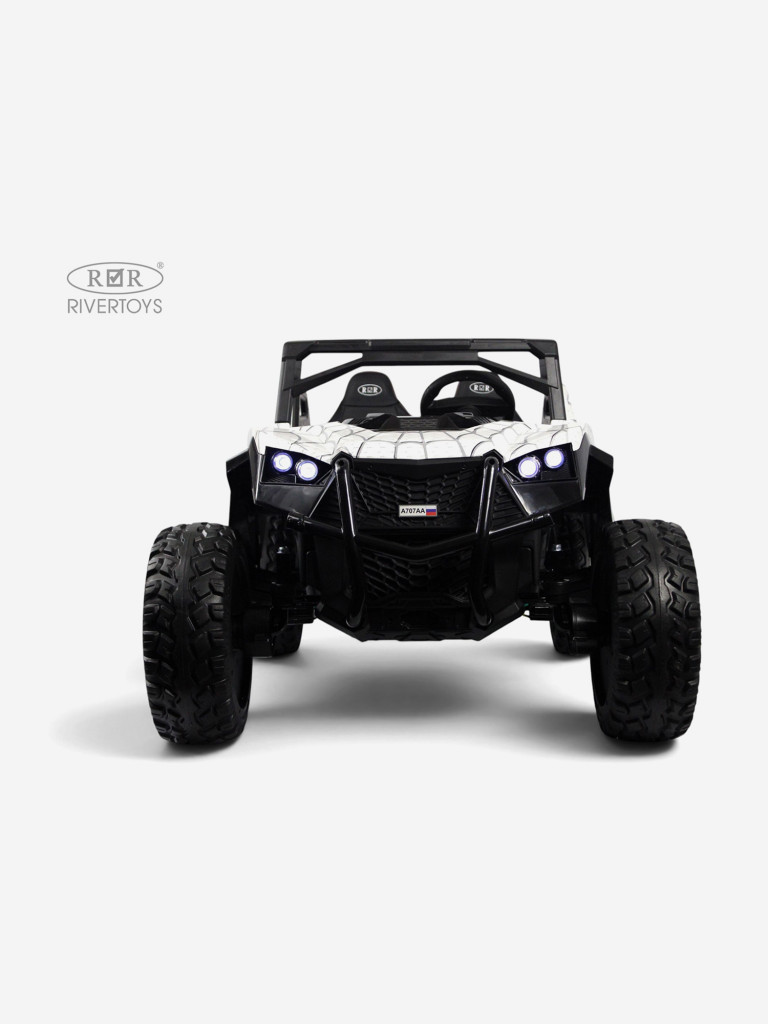 Детский электромобиль RIVERTOYS A707AA LUX NEW 4WD белый спайдер