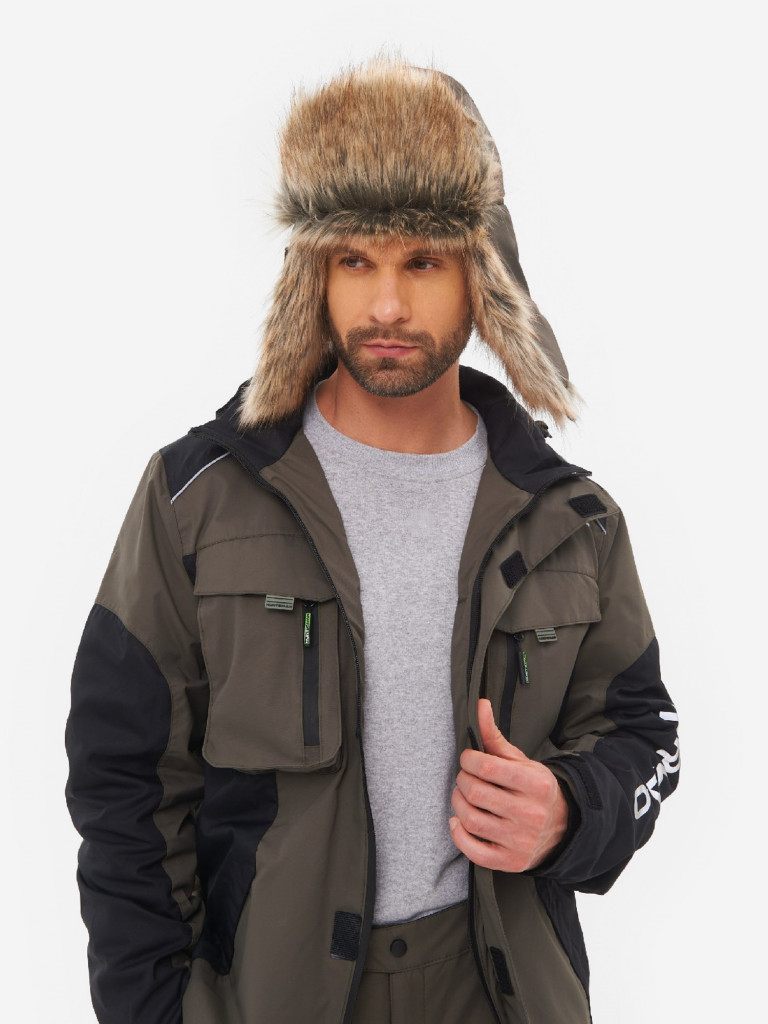 Шапка-ушанка мужская зимняя меховая с маской Huntsman Евро Енот