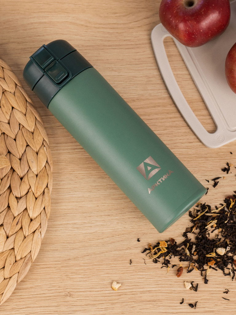 Термокружка вакуумная Арктика, 470 мл, со съемным ситечком, хвоя