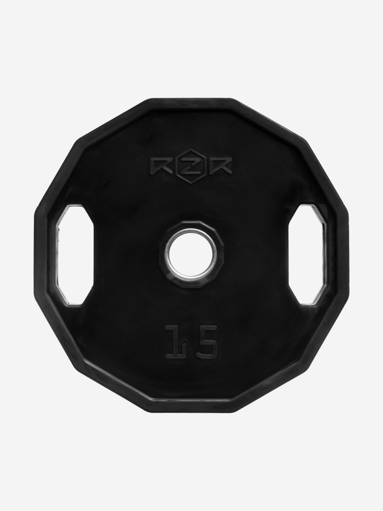 Диск олимпийский обрезиненный с рукоятками RZR, 15 кг