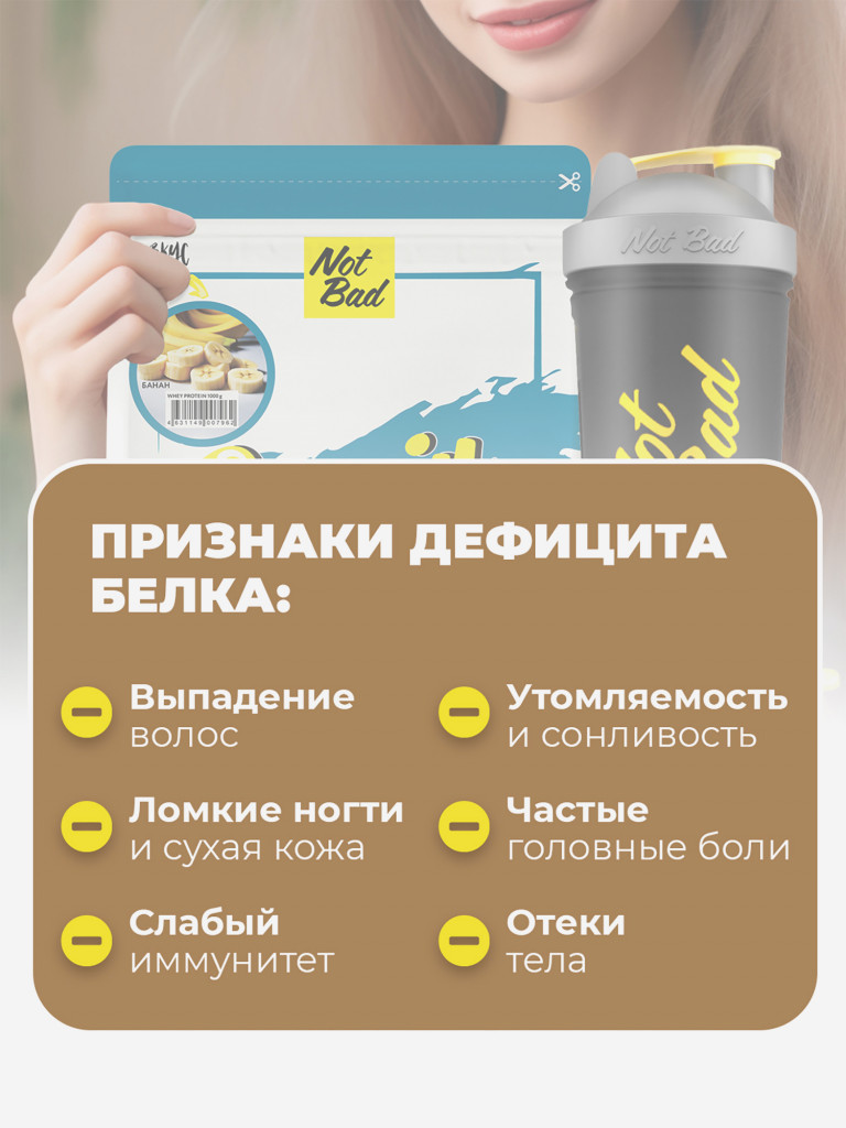 Протеин сывороточный, NotBad Whey Protein, 1000 г, Банан