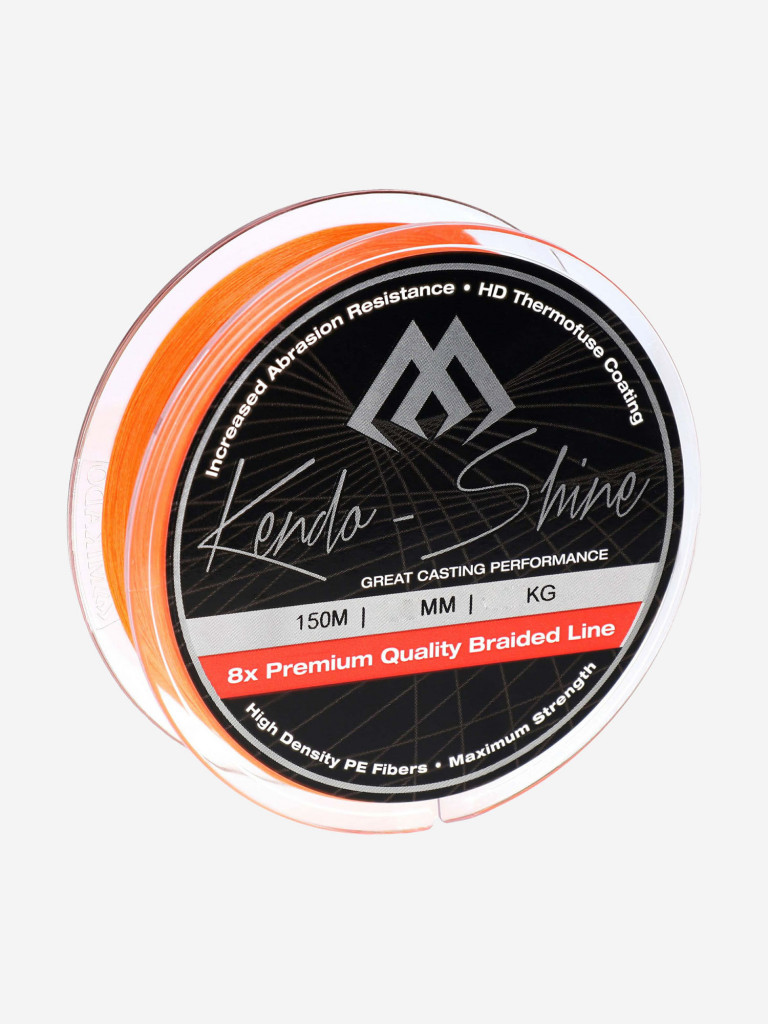 Плетеный шнур Mikado KENDO SHINE 8-x HDPE 0.18 orange (150 м) 17,81 кг.
