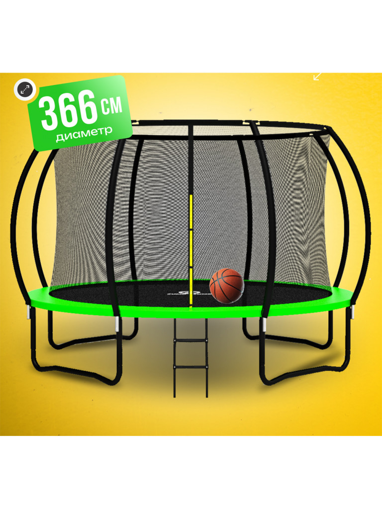 Батут детский каркасный JUMPY JUMP с баскетбольным кольцом диаметр 366 см