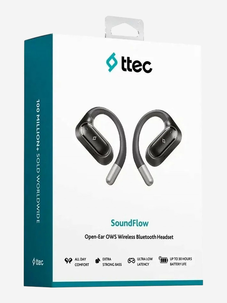 Наушники беспроводные TTEC SoundFlow Open-Ear OWS Bluetooth Headset. Цвет: черный
