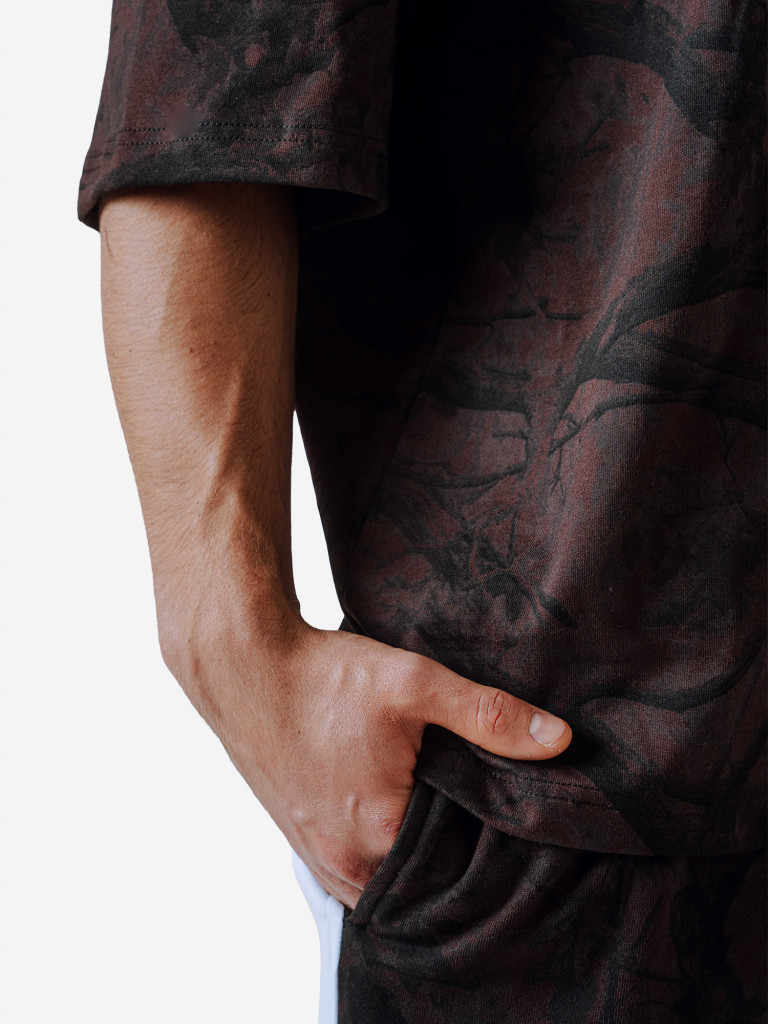 Футболка мужская спортивная NEBBIA Oversized Tee POWER 898 Dark brown camo