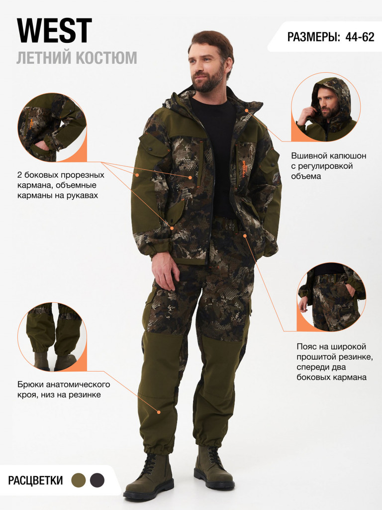 Костюм мужской WEST KAURY летний для рыбалки, охоты