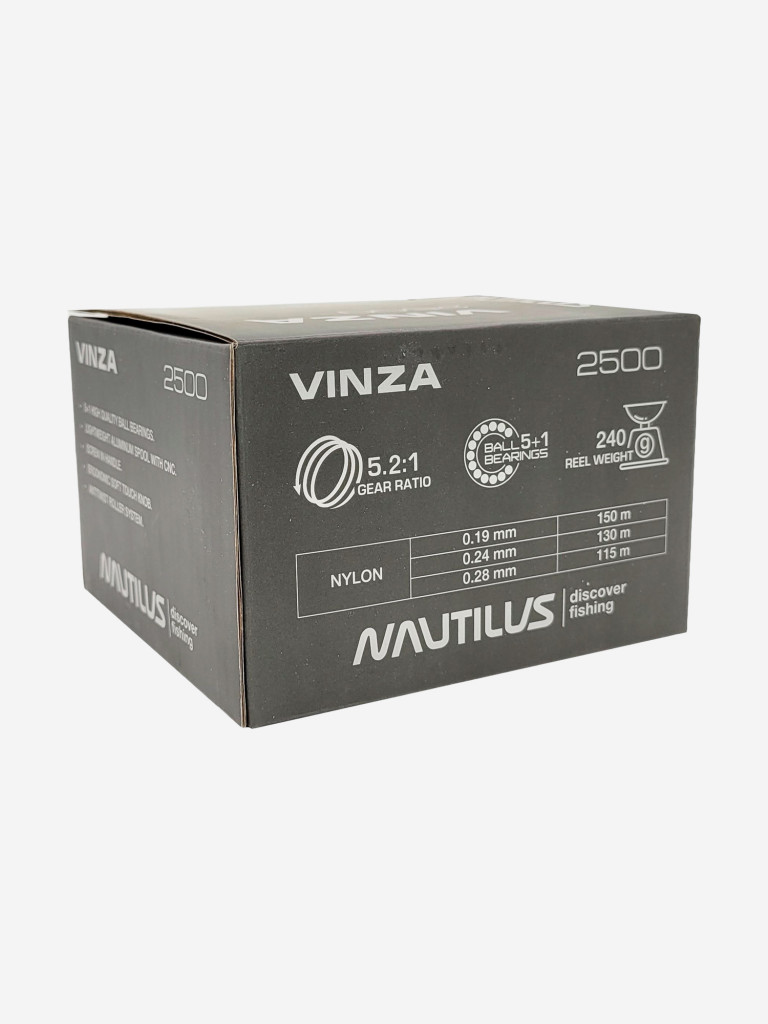 Катушка для спиннинга Nautilus VINZA 2500, катушка для удочки с передним фрикционом