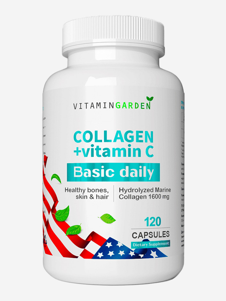 Коллаген + витамин С 1600 мг VITAMIN GARDEN BASIC DAILY, 120 капсул