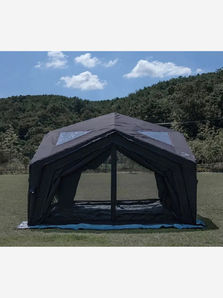 Надувная палатка Coody HUB Black, 360×360×275 см, 4–6 человек, 4 входа, модульная система