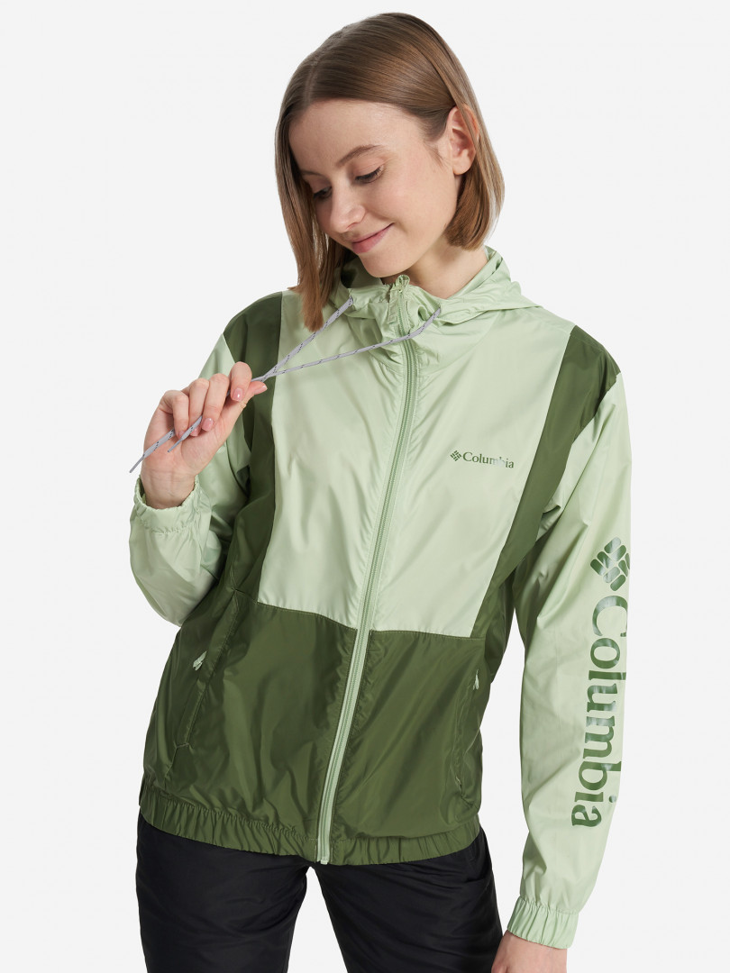 фото Ветровка женская columbia lily basin jacket, зеленый