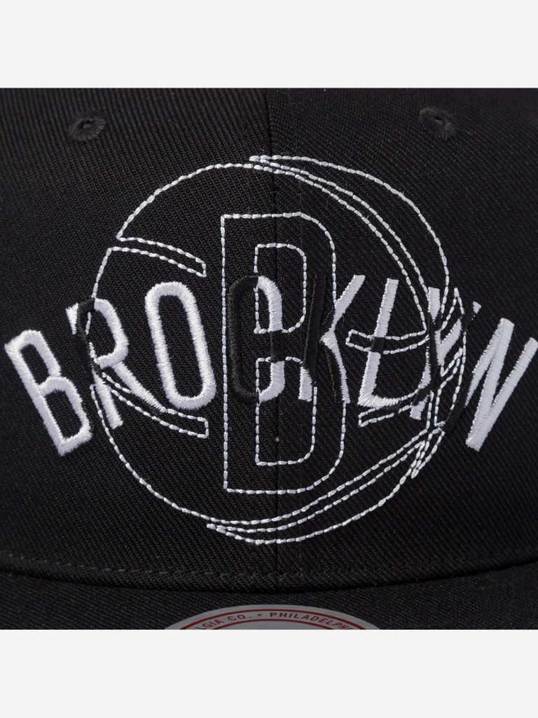 Бейсболка с прямым козырьком MITCHELL NESS HS9643-BNEBLCK Brooklyn Nets NBA